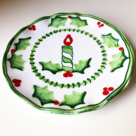 Holly Jolly Candle Plate Anne Hathaway Hand Painted Italy 2006-2021 Can Hang - Picture 6 of 9